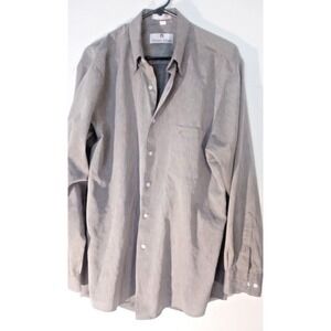 Etienne Aigner Sz 17 34-35 Gray Button Down Long Sleeve Shirt (feathered gray)